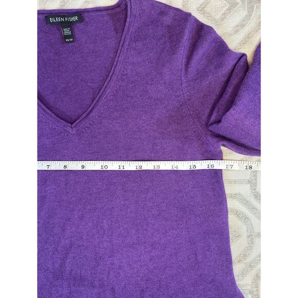 Eileen Fisher Royal Purple Merino Wool V-Neck Sweater Women’s Size XS - Picture 4 of 8